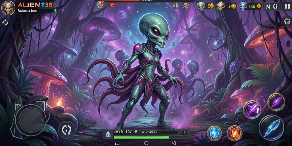 Screenshot gameplay ALIEN138 yang menunjukkan aksi balap luar angkasa yang mendebarkan.