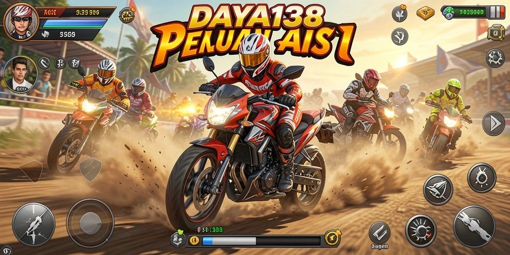 Gameplay seru dengan balapan motor yang mendebarkan.