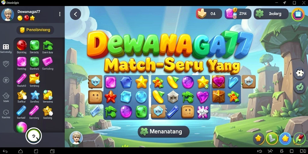 Tangkapan layar gameplay DEWANAGA77 menunjukkan aksi seru Match-3.
