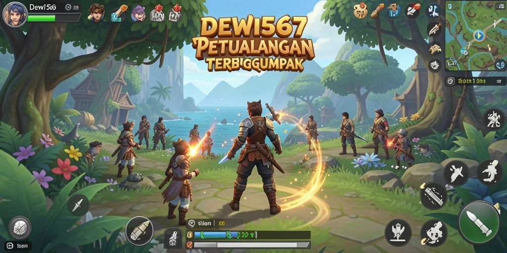 Screenshot gameplay DEWI567 menunjukkan dunia terbuka yang luas dan indah.