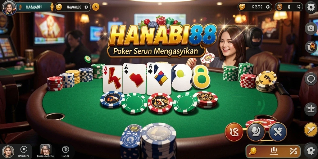 Tampilan menarik dari permainan poker HANABI88 dengan interaksi pemain.