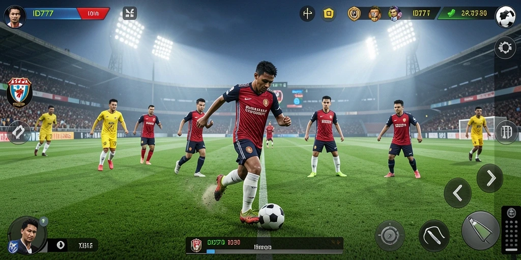 Tampilan gameplay ID777 yang mendebarkan dalam pertandingan sepak bola.
