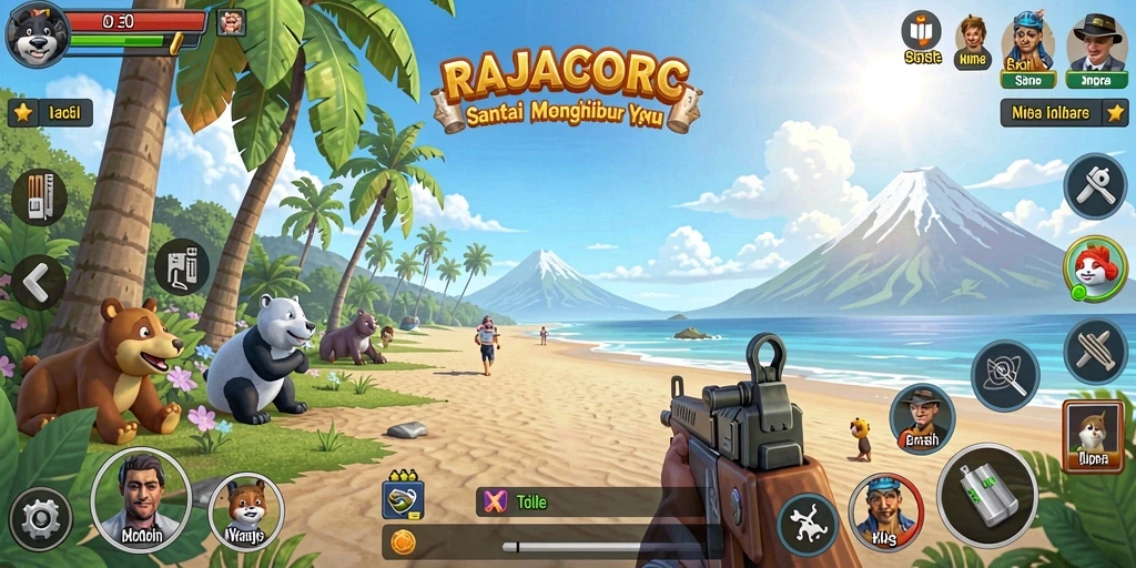 Tampilan gameplay menarik RAJACORC yang menghibur dan santai.