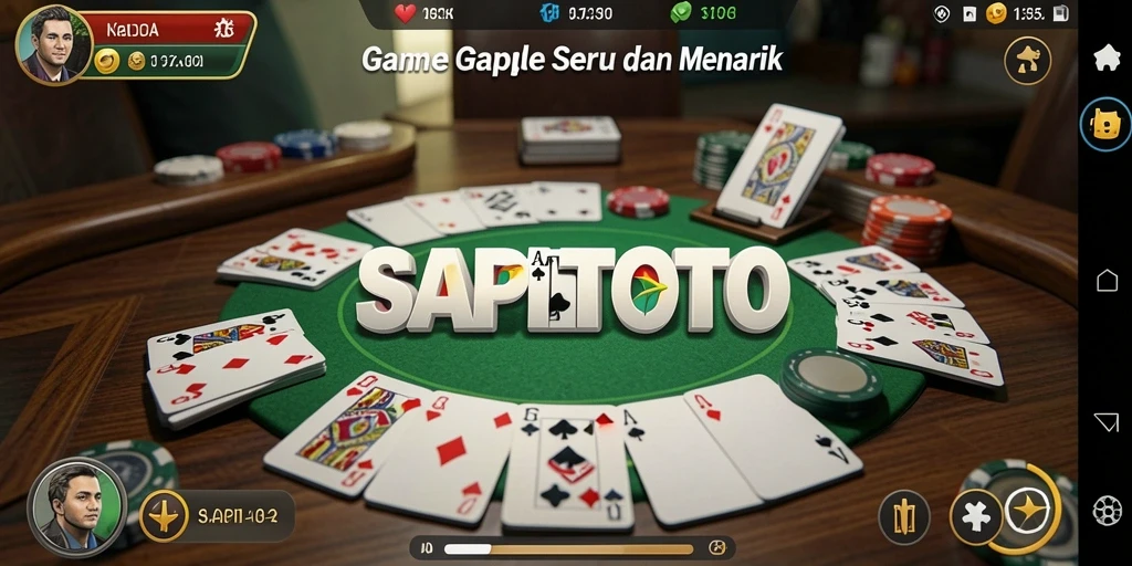 Tampilan gameplay seru SAPITOTO dengan fitur Gaple yang menarik.